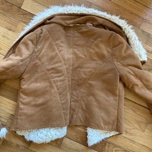 Brandy Melville Long Sleeve Faux Suede Sherpa Lined Cropped Jacket